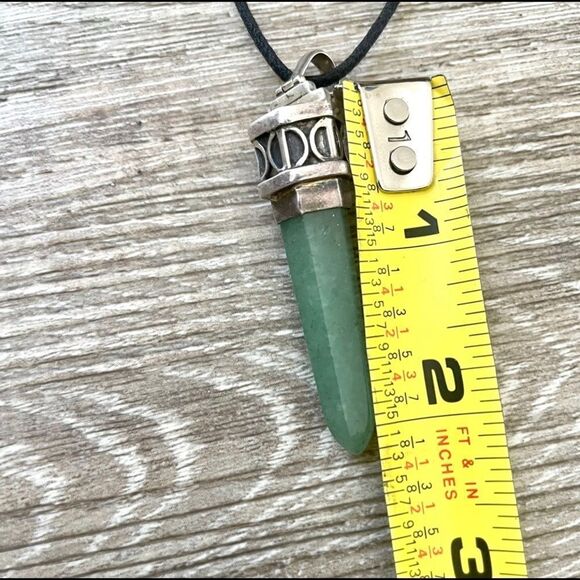 Green Aventurine silver pendant on black cord - Picture 8 of 9